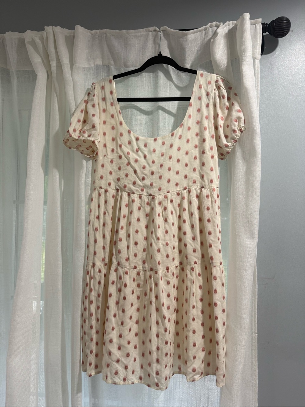 Jessica Simpson Cream Mini Dress with Pink Polka Dots